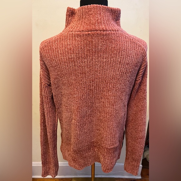 Cynthia Rowley Sweater Chenille Mock Turtleneck Chunky Texture Rose Pink Size M - Picture 2 of 5